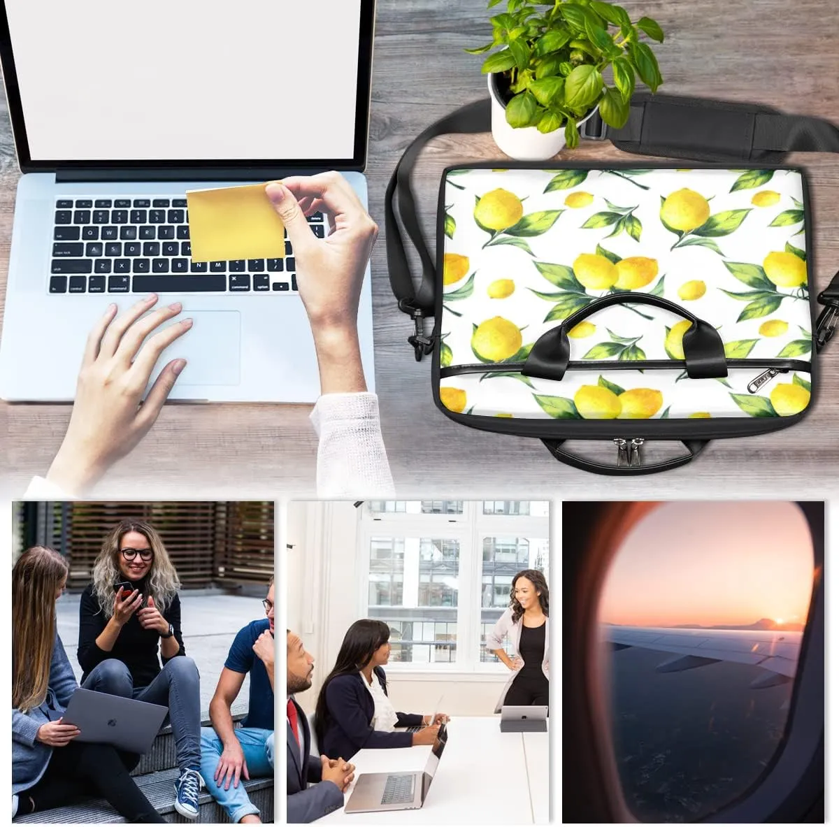 Spring Flowers Laptop Shoulder Messenger Bag Waterproof Laptop Briefcase with Handle and Padded Strap Case Sleeve