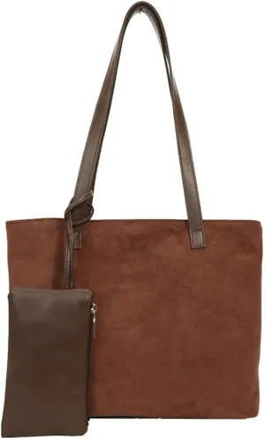 Suede Slouchy Hobo Bags for Women Retro Vegan Leather Shoulder Handbags with Coin Purse