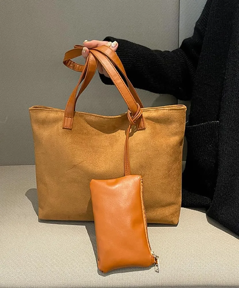 Suede Slouchy Hobo Bags for Women Retro Vegan Leather Shoulder Handbags with Coin Purse
