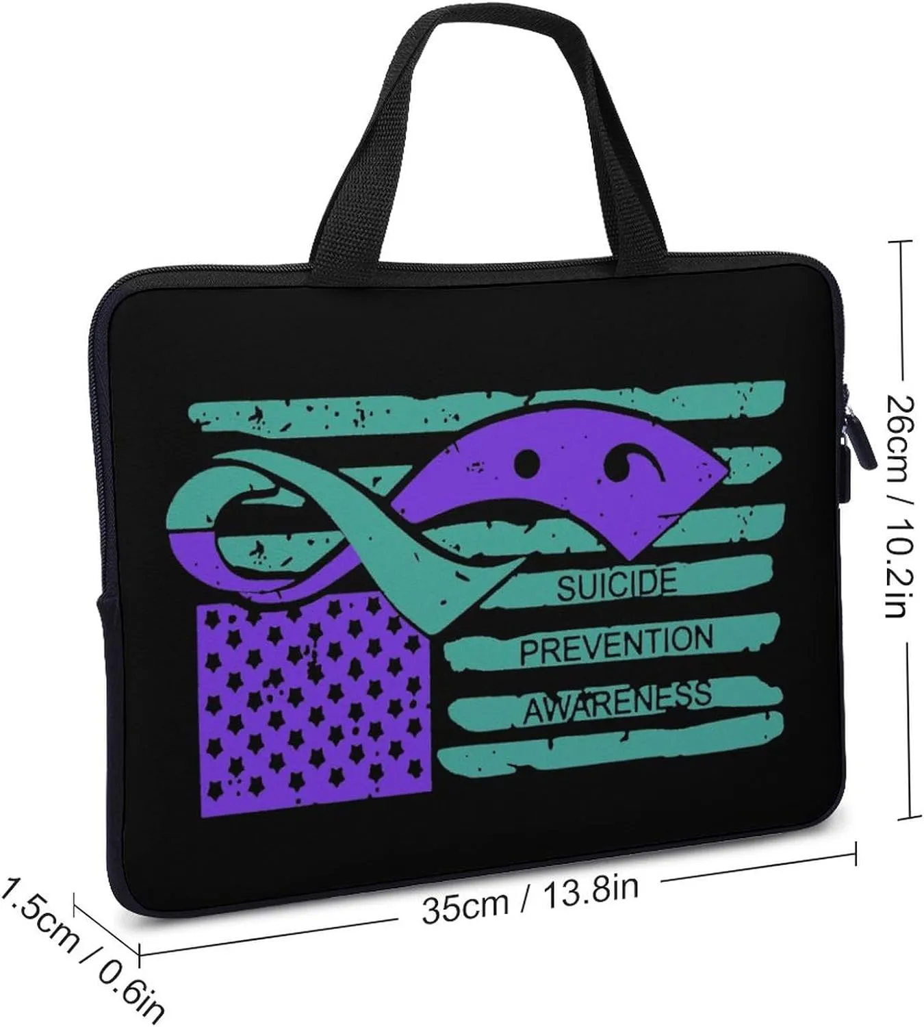 Suicide Prevention Awareness Flag Laptop Bag Slim Carrying Case Computer Bag Briefcase Handbag Messenger Bag Business Casual