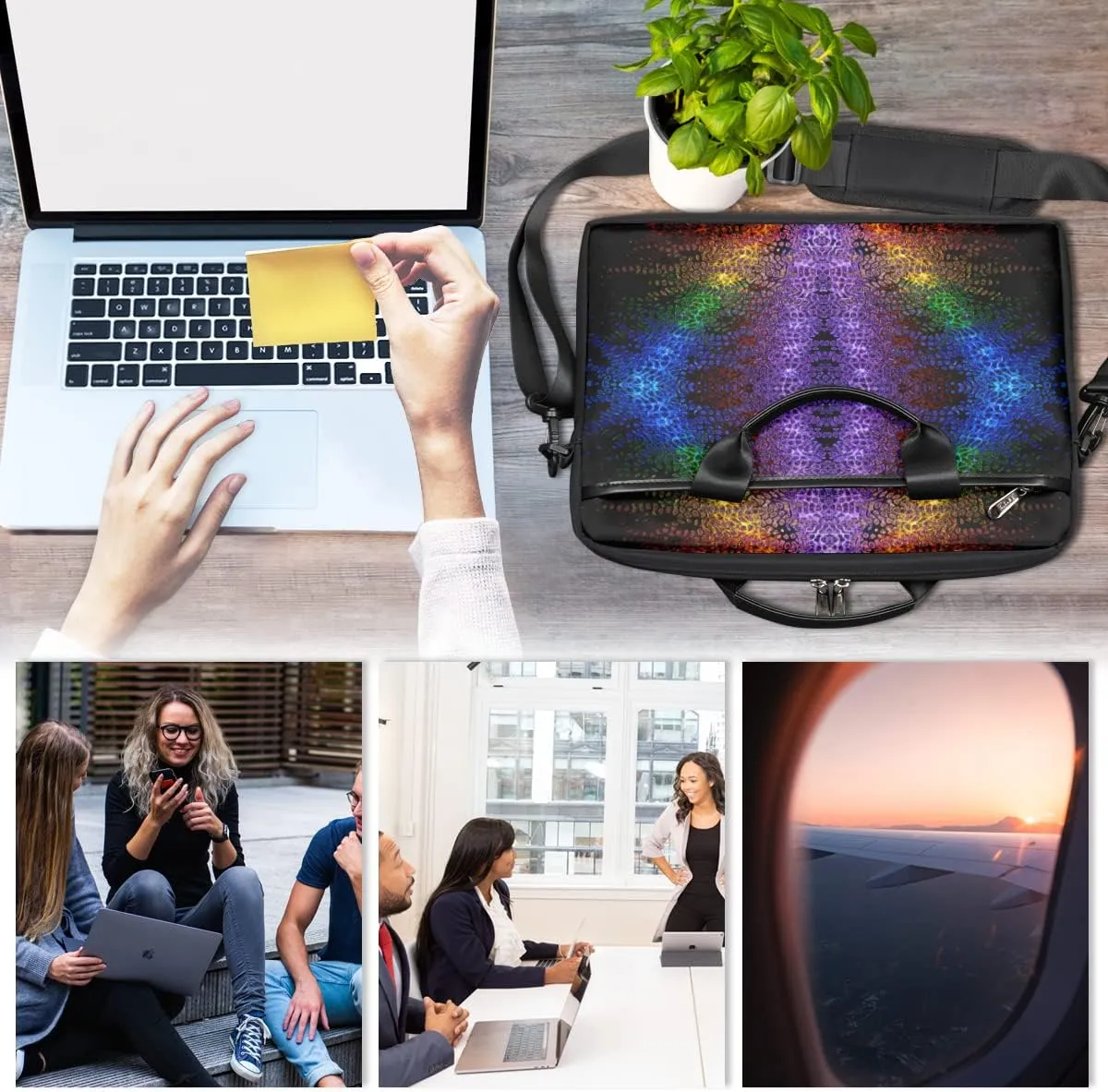 Summer Tropical Beach Laptop Shoulder Messenger Bag Waterproof Laptop Briefcase with Handle and Padded Strap Case Sleeve