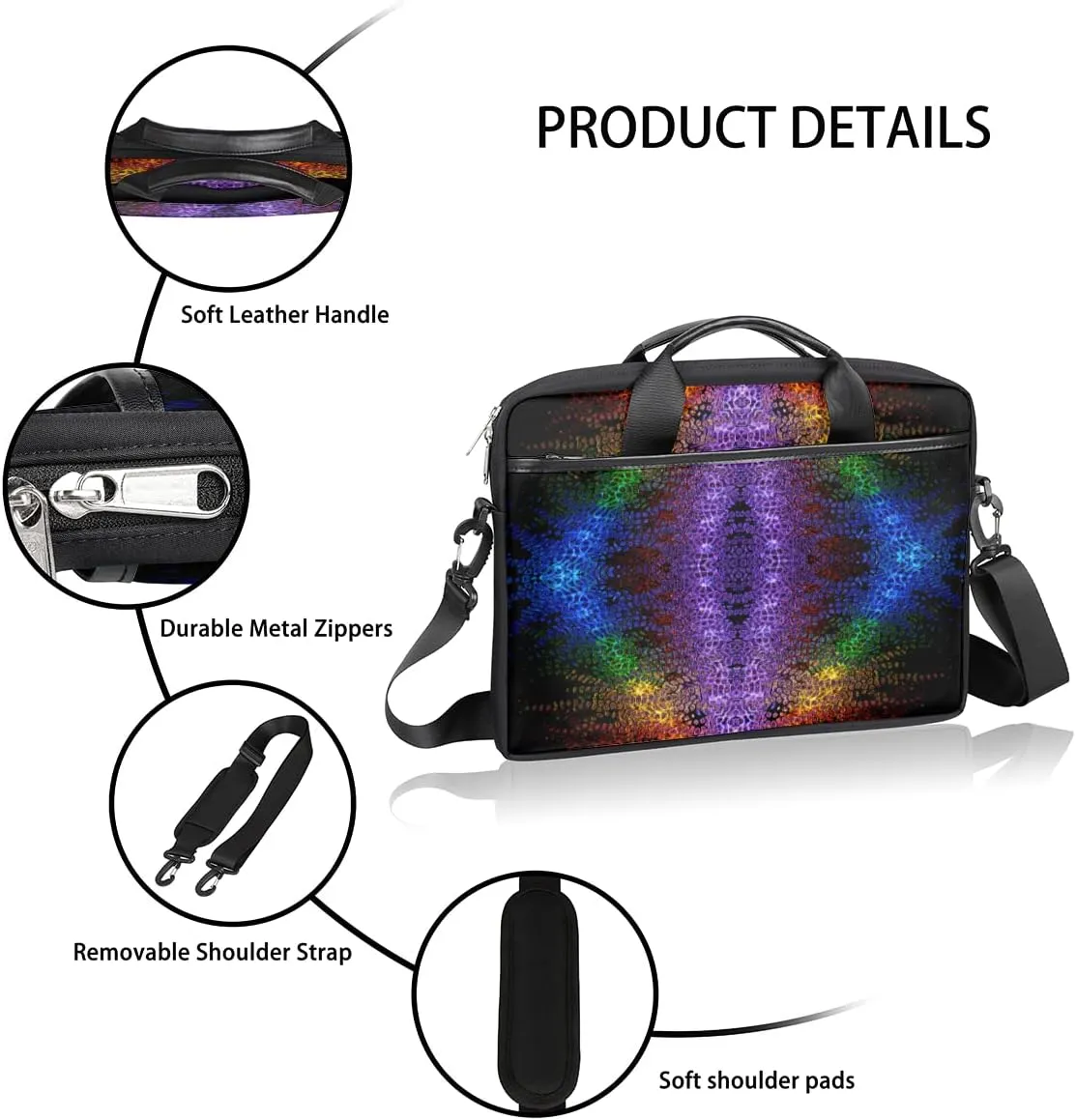Summer Tropical Beach Laptop Shoulder Messenger Bag Waterproof Laptop Briefcase with Handle and Padded Strap Case Sleeve