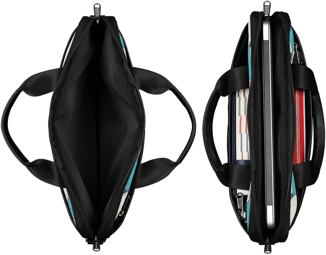 Summer Tropical Leaves Flowers Laptop Shoulder Messenger Bag Waterproof Laptop Briefcase with Handle and Padded Strap