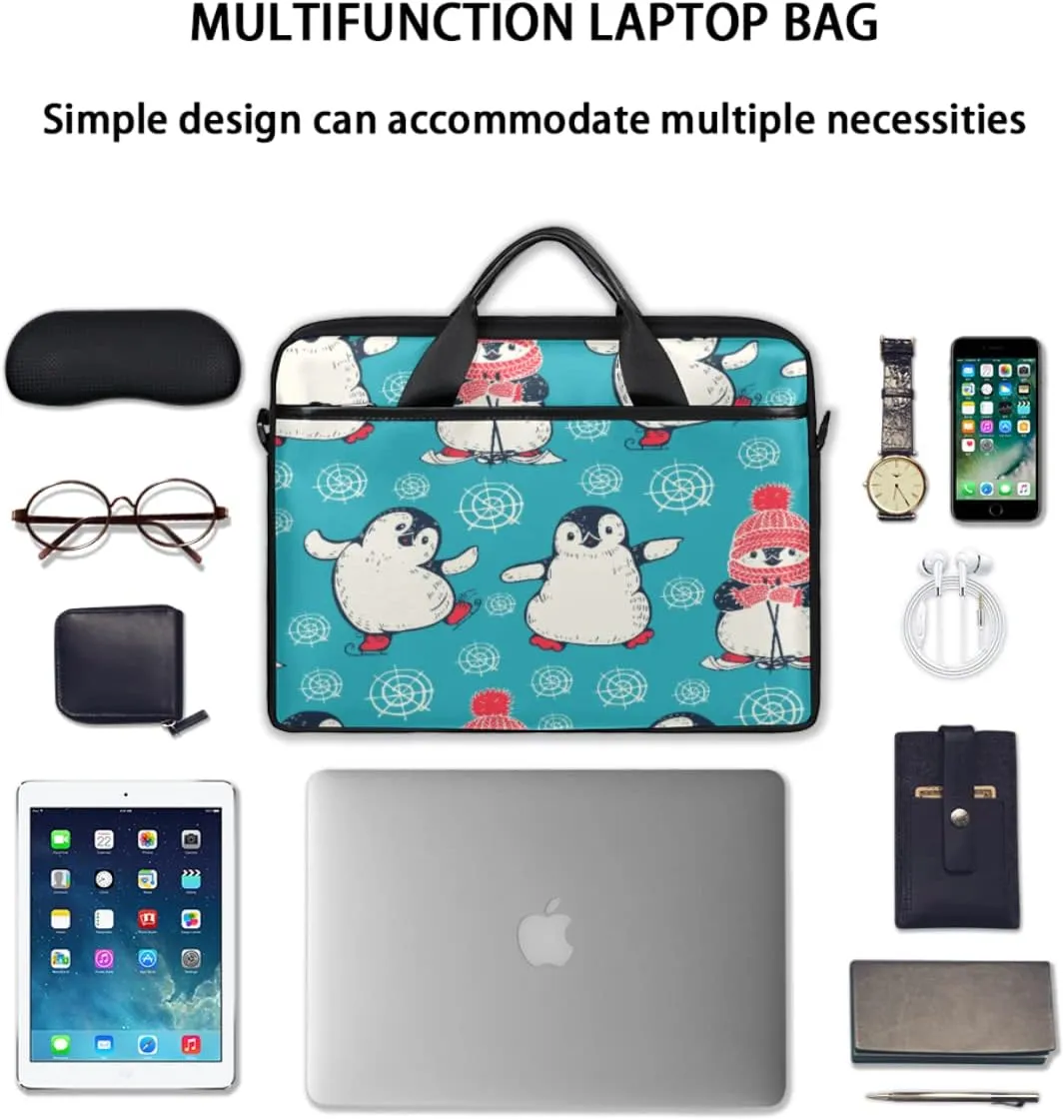 Summer Tropical Leaves Flowers Laptop Shoulder Messenger Bag Waterproof Laptop Briefcase with Handle and Padded Strap