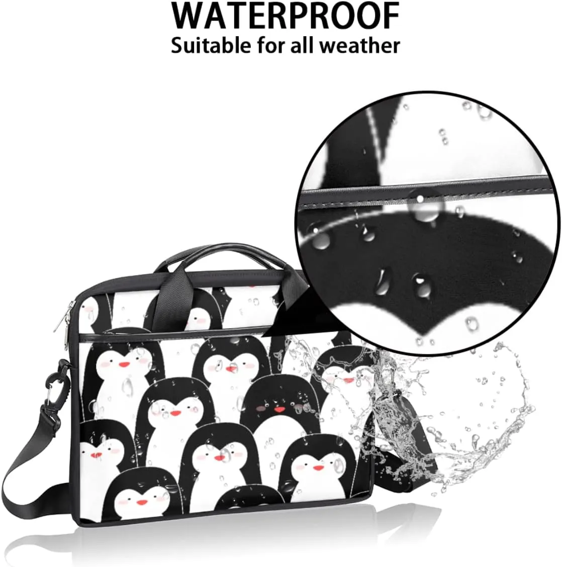 Summer Tropical Leaves Flowers Laptop Shoulder Messenger Bag Waterproof Laptop Briefcase with Handle and Padded Strap