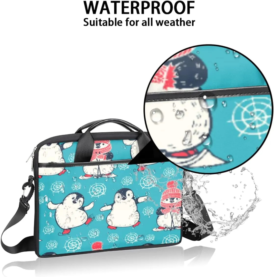 Summer Tropical Leaves Flowers Laptop Shoulder Messenger Bag Waterproof Laptop Briefcase with Handle and Padded Strap