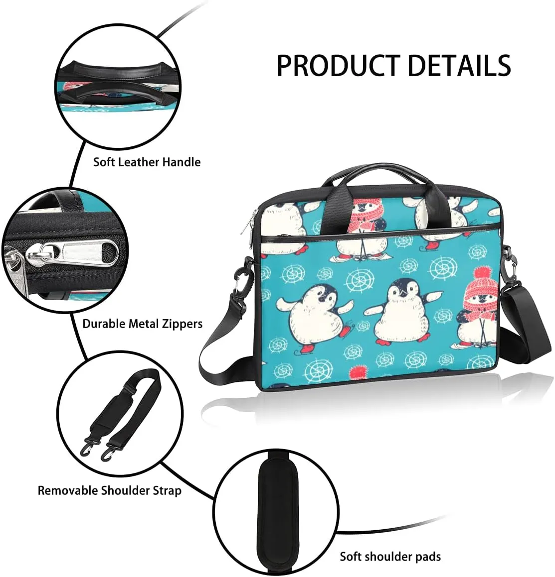 Summer Tropical Leaves Flowers Laptop Shoulder Messenger Bag Waterproof Laptop Briefcase with Handle and Padded Strap