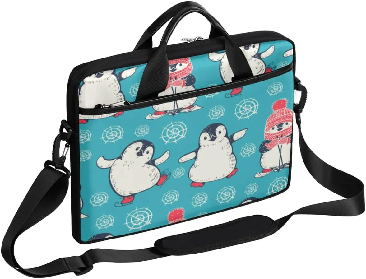 Summer Tropical Leaves Flowers Laptop Shoulder Messenger Bag Waterproof Laptop Briefcase with Handle and Padded Strap