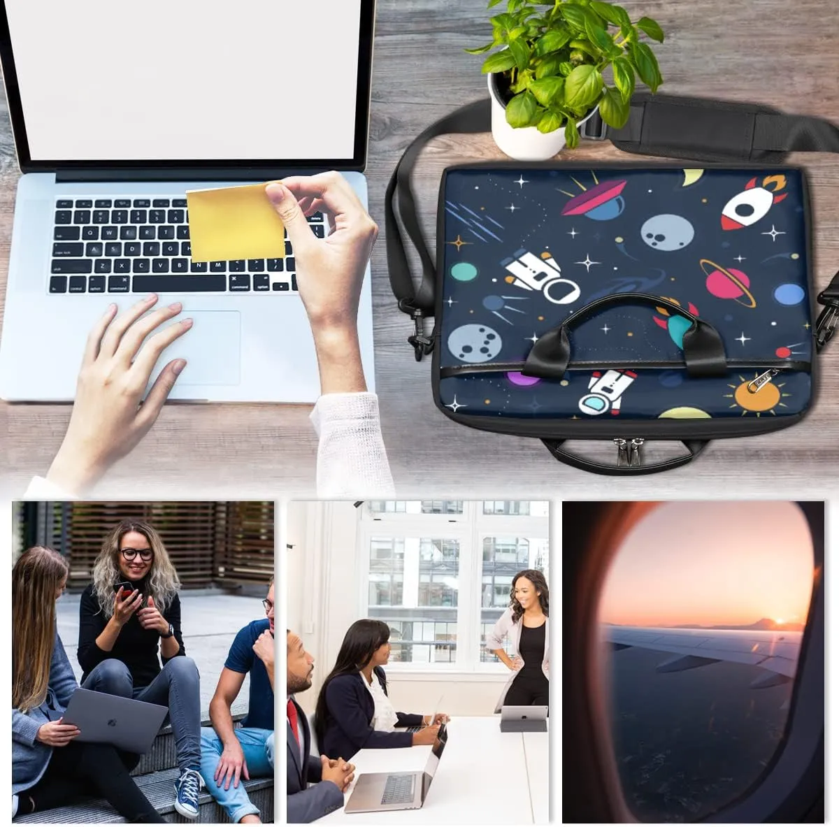 Sunflower Flower Laptop Shoulder Messenger Bag Waterproof Laptop Briefcase with Handle and Padded Strap Case Sleeve