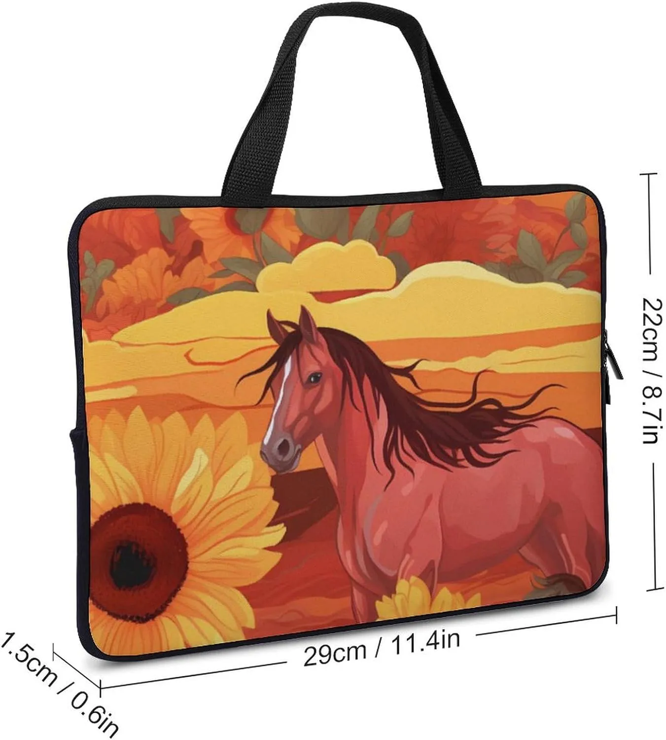 Sunflower Red Horse Laptop Bag Carrying Case Computer Protective Sleeve Case Briefcase for Men Women