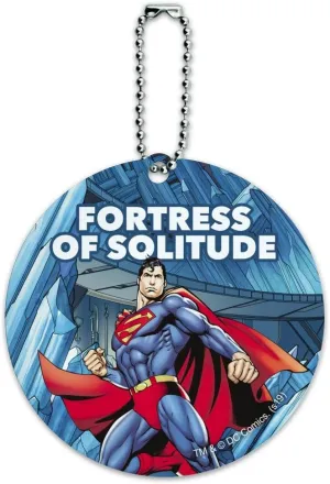 Superman Fortress of Solitude Round Luggage ID Tag Card Suitcase Carry-On