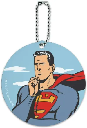 Superman Thinking Round Luggage ID Tag Card Suitcase Carry-On