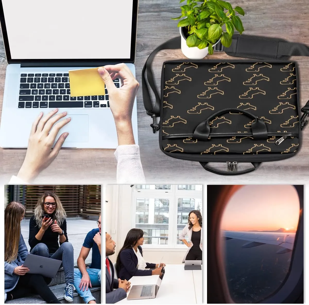 Swan Love Romance Laptop Shoulder Messenger Bag Waterproof Laptop Briefcase with Handle and Padded Strap Case Sleeve
