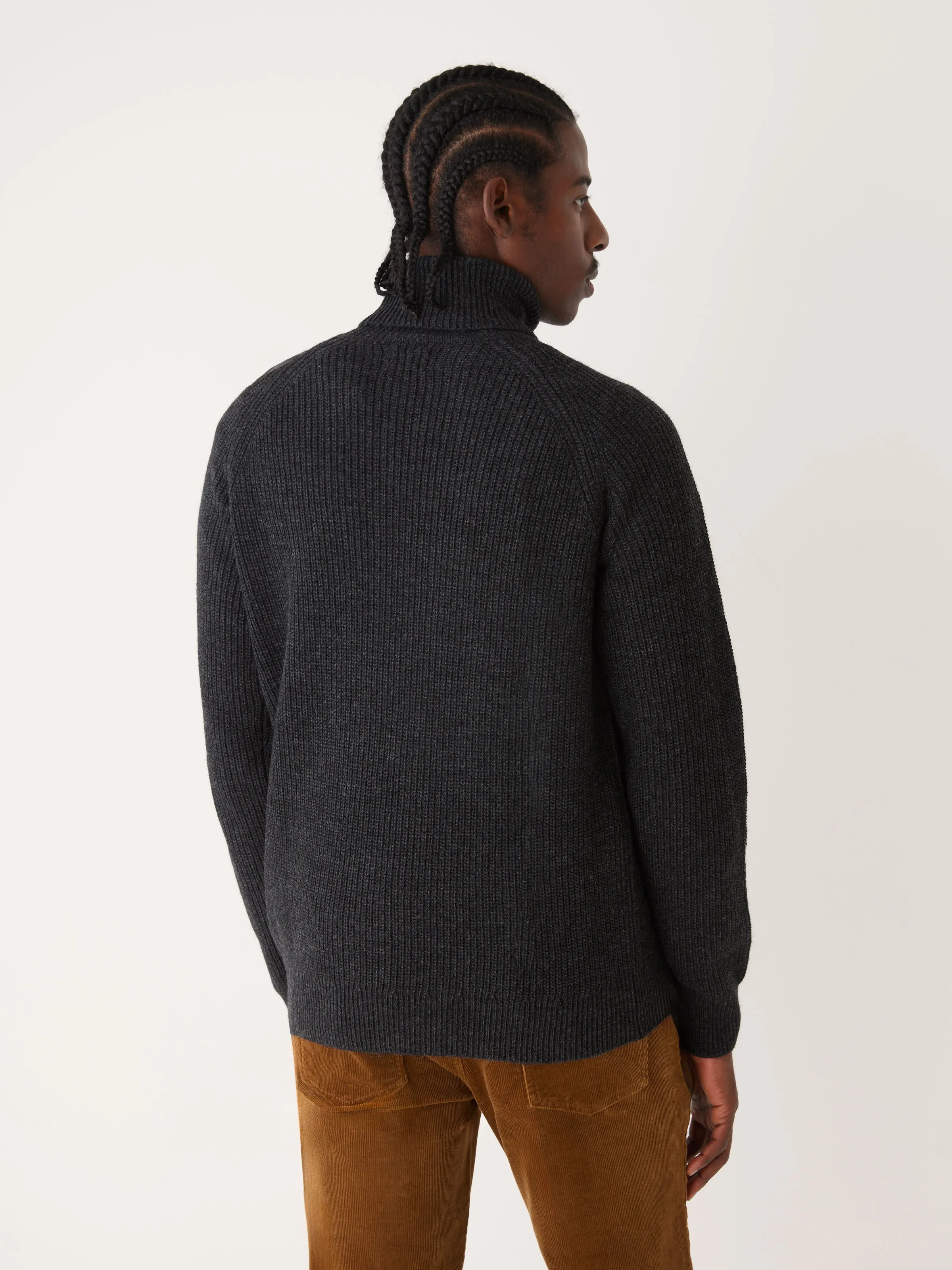 The Turtle Neck Sweater in Grey Black