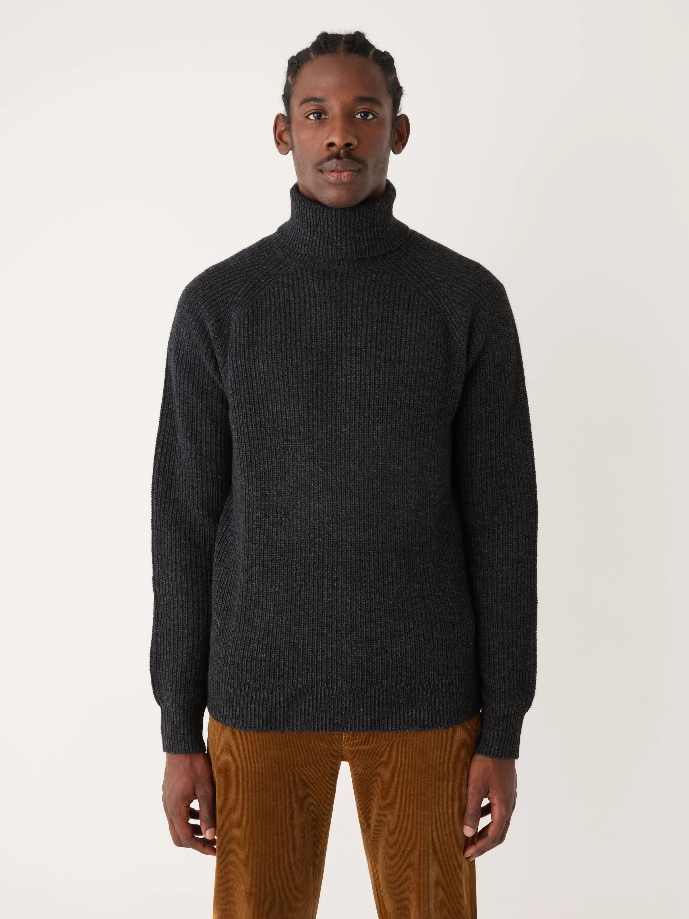 The Turtle Neck Sweater in Grey Black
