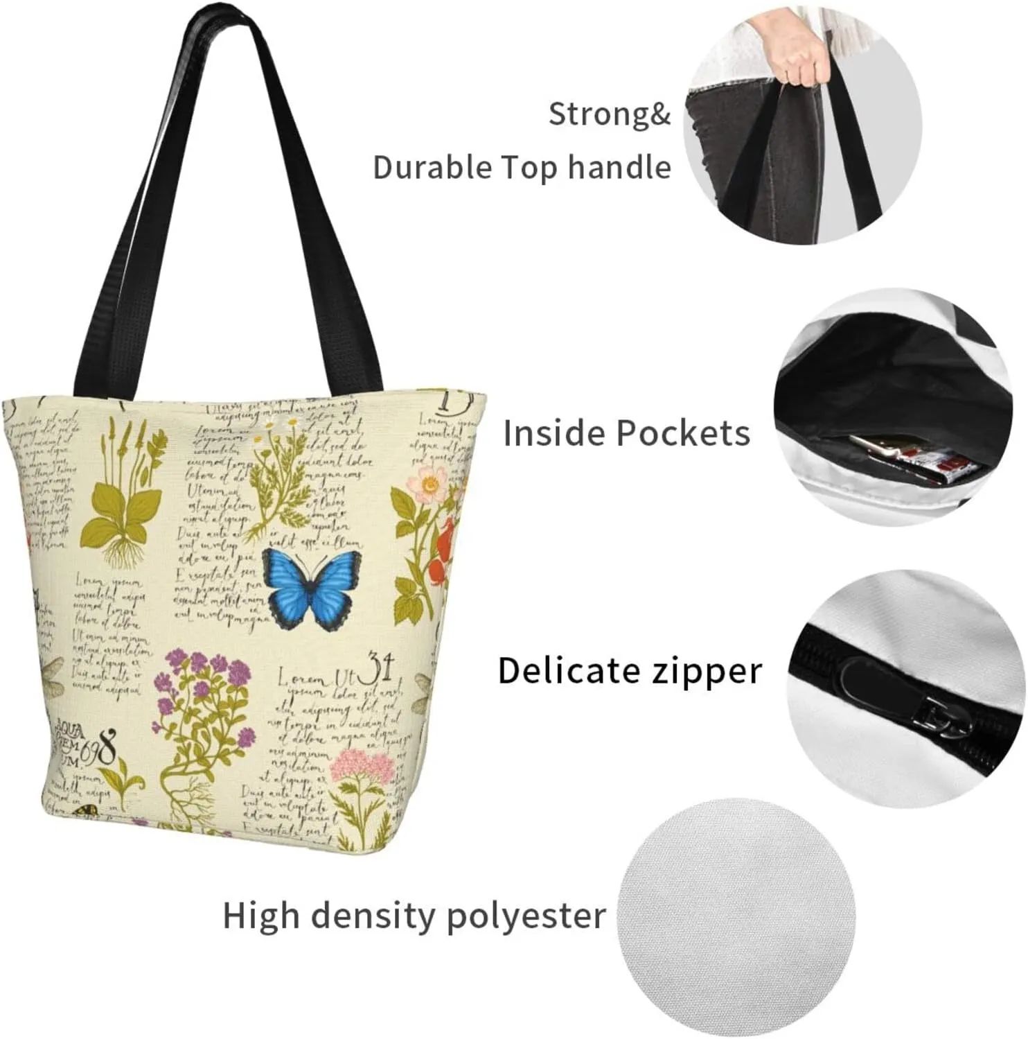 Tote Bag For Women Shoulder Bags Casual Shopping Cloth Reusable Handbags Heavy Duty For Beach Groceries Books Gym Work Travel