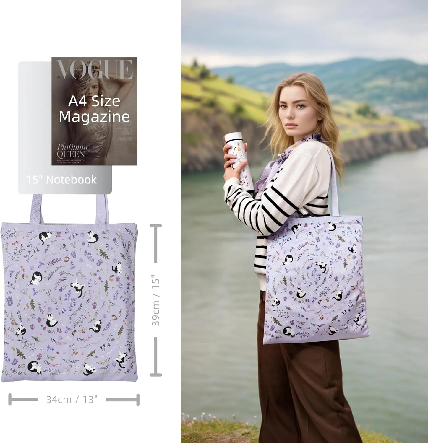 Tote Bag for Women with Interior Pocket Reusable Tote Shoulder Casual Bag for Work,Shopping,Vacation
