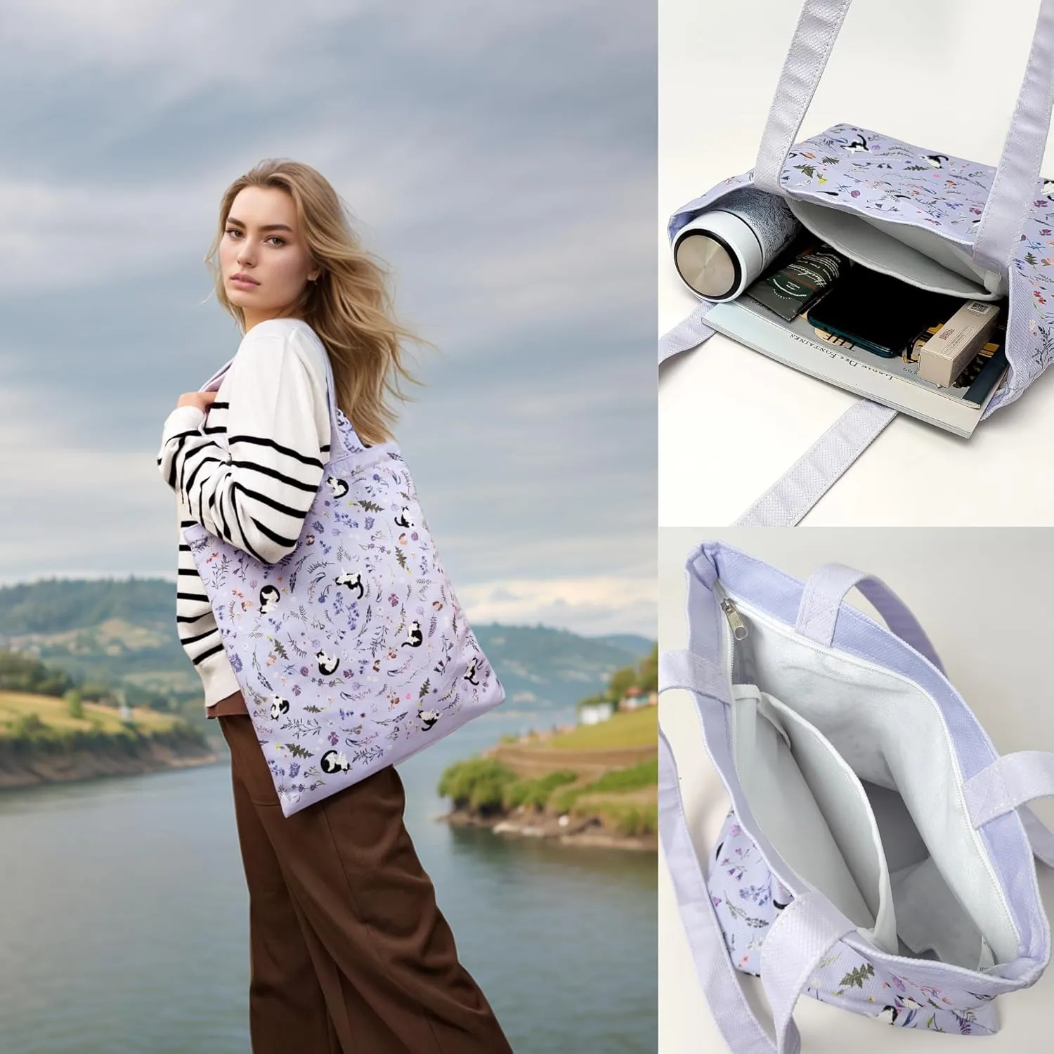 Tote Bag for Women with Interior Pocket Reusable Tote Shoulder Casual Bag for Work,Shopping,Vacation