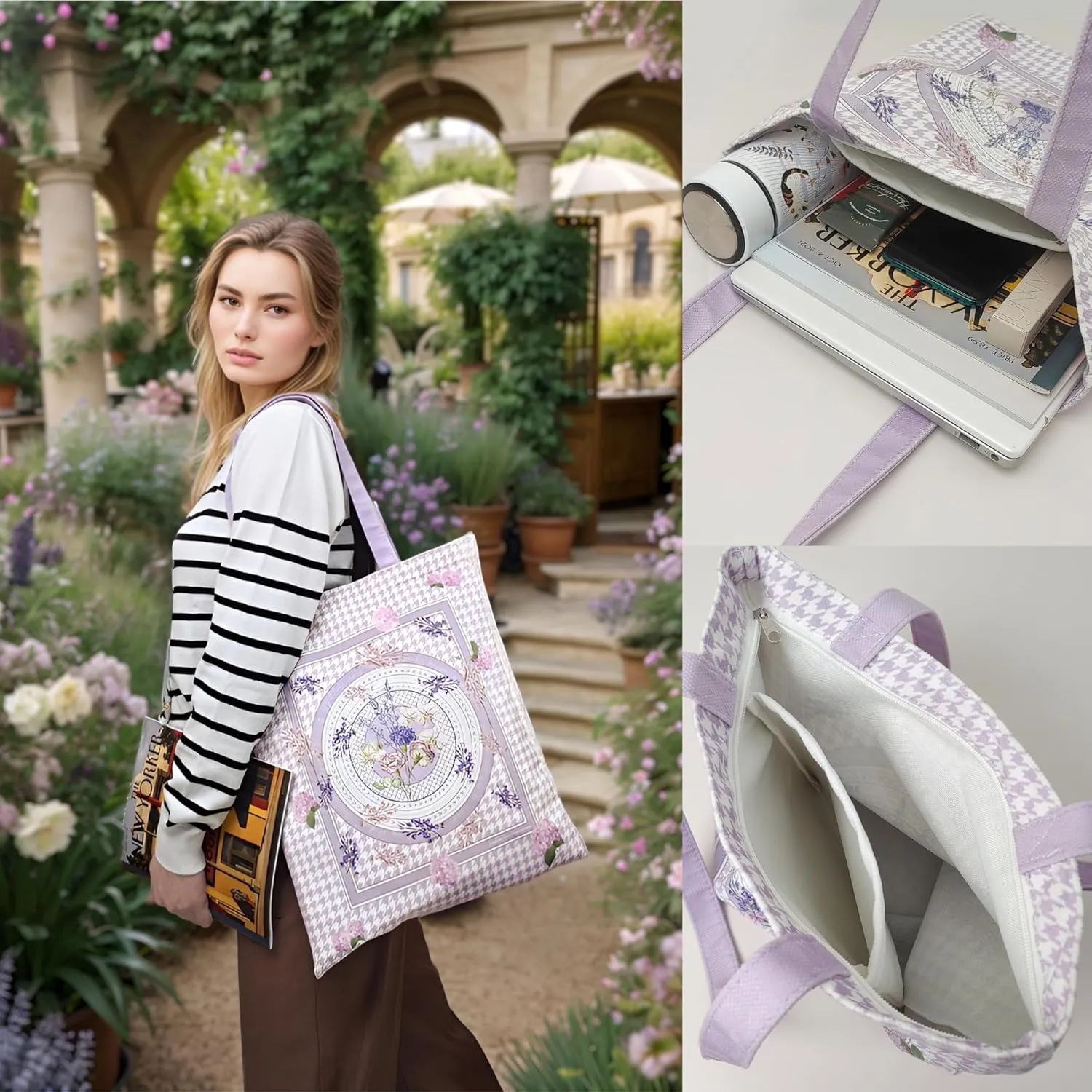 Tote Bag for Women with Interior Pocket Reusable Tote Shoulder Casual Bag for Work,Shopping,Vacation