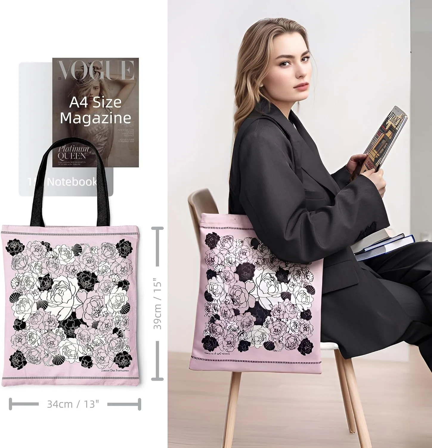 Tote Bag for Women with Interior Pocket Reusable Tote Shoulder Casual Bag for Work,Shopping,Vacation