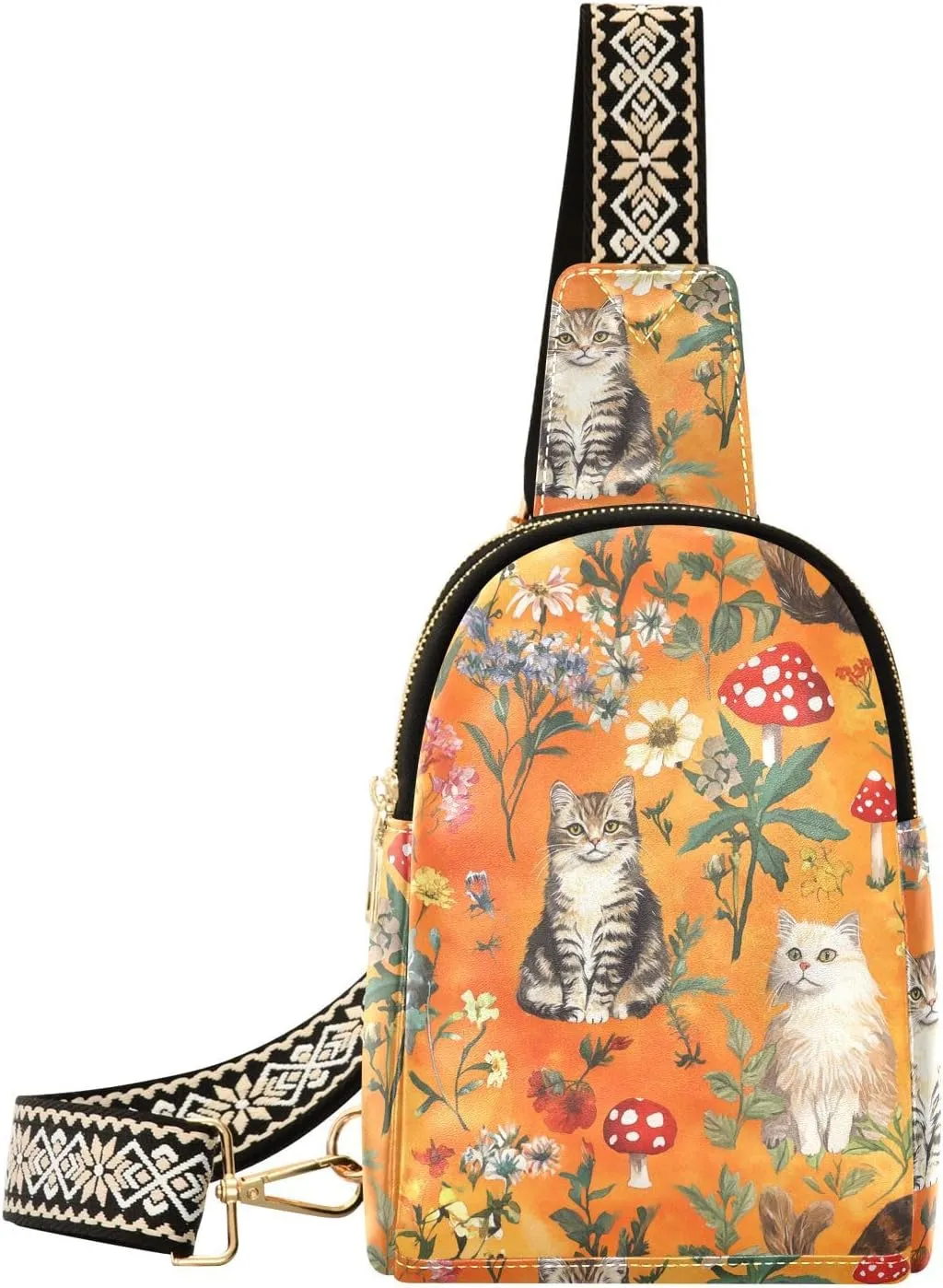trendy Mighty Manx Cats Orange hiking fanny pack leather bag purses for women for travel