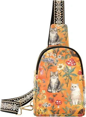 trendy Mighty Manx Cats Orange hiking fanny pack leather bag purses for women for travel