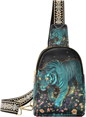 Trendy Turquoise Tigers hiking fanny pack cute fanny pack chest bag for hiking