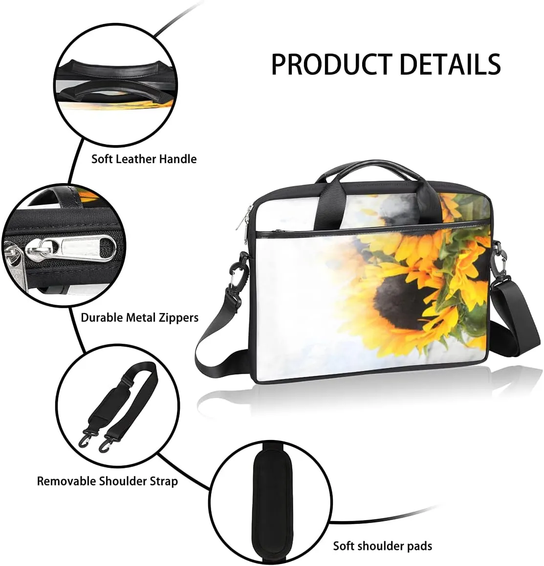 Tropical Flower Flamingo Laptop Shoulder Messenger Bag Waterproof Laptop Briefcase with Handle and Padded Strap Case Sleeve