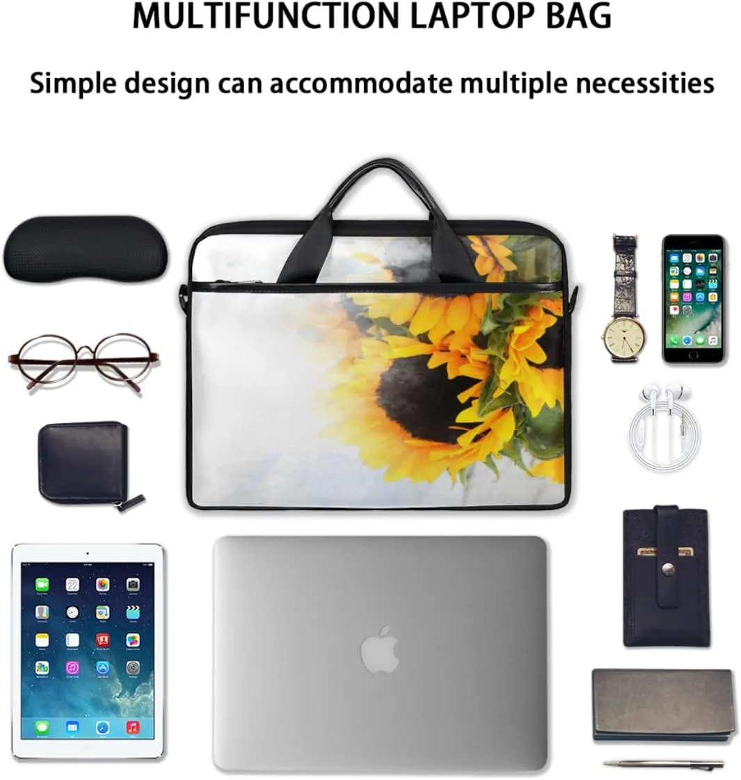 Tropical Flower Flamingo Laptop Shoulder Messenger Bag Waterproof Laptop Briefcase with Handle and Padded Strap Case Sleeve