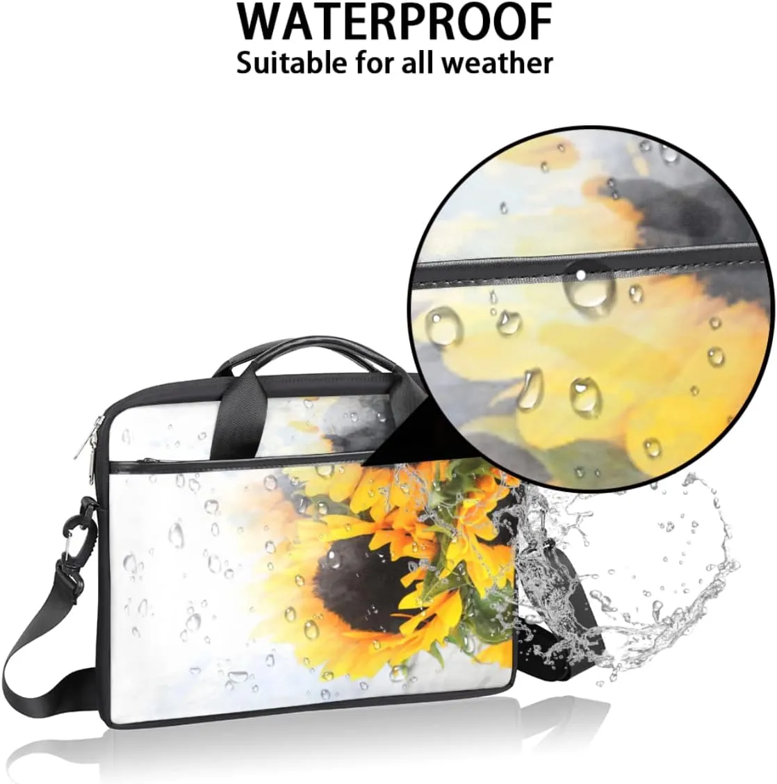Tropical Flower Flamingo Laptop Shoulder Messenger Bag Waterproof Laptop Briefcase with Handle and Padded Strap Case Sleeve