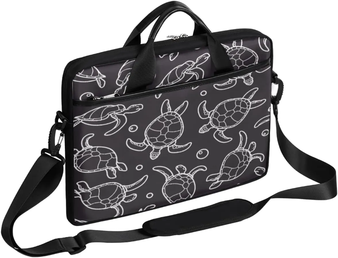 Turtles Linear Graphics Laptop Shoulder Messenger Bag Waterproof Laptop Briefcase with Handle and Padded Strap Case Sleeve for 13 13.3 14 15.6 Inch Laptop Case