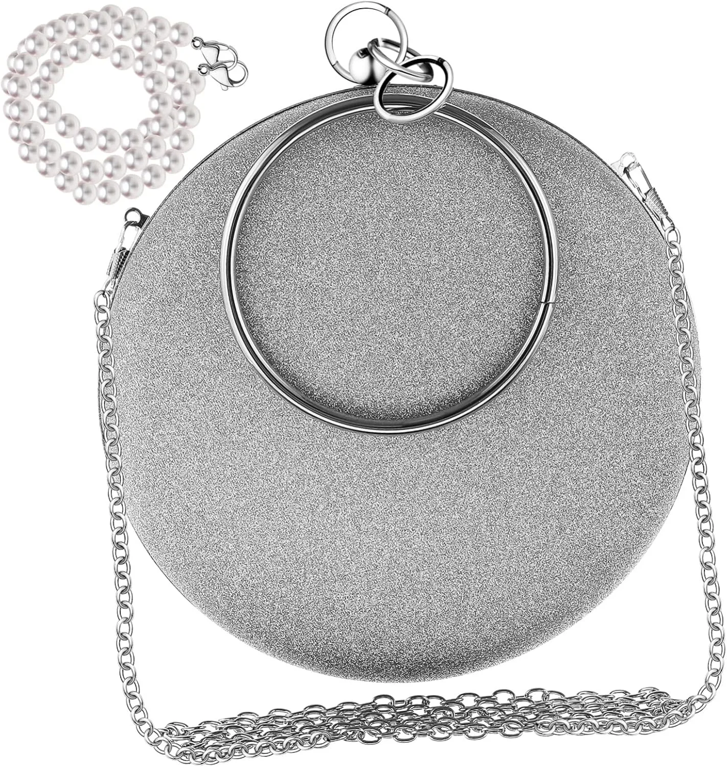 VANZACK Handbags Round Evening Bag with Metal Chain Wedding and Cocktail Party Purse
