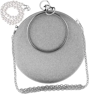 VANZACK Handbags Round Evening Bag with Metal Chain Wedding and Cocktail Party Purse