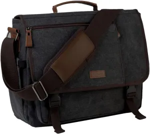 VASCHY Messenger Bag for Men,Canvas Briefcases 15.6in Laptop Bag Crossbody Satchel Computer Bags for Work Office Women