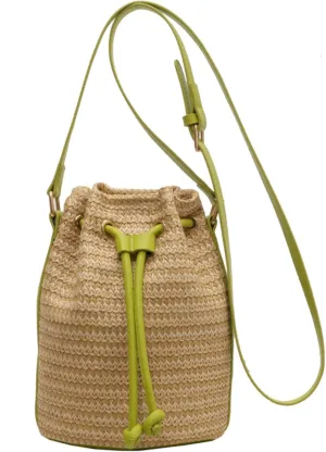 Vhitler Drawstring Straw Bag Small Crossbody Purses Women Y2k Beach Crochet Bucket Bags Cute Purse Trendy 2025 Summer