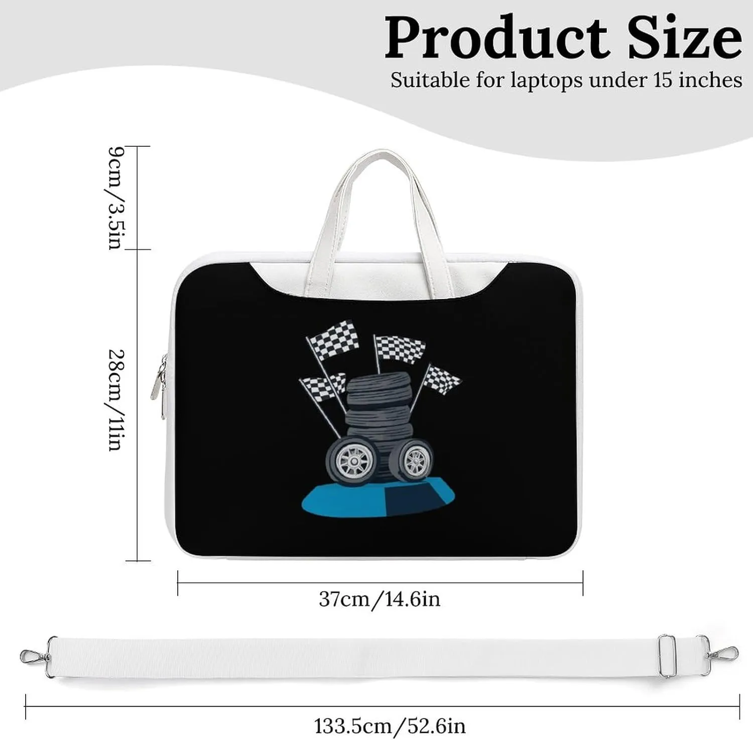 Vintage Racing Car Leather Bag Laptop Case Slim Water Resistant Computer Bags with Handle Briefcase for Work
