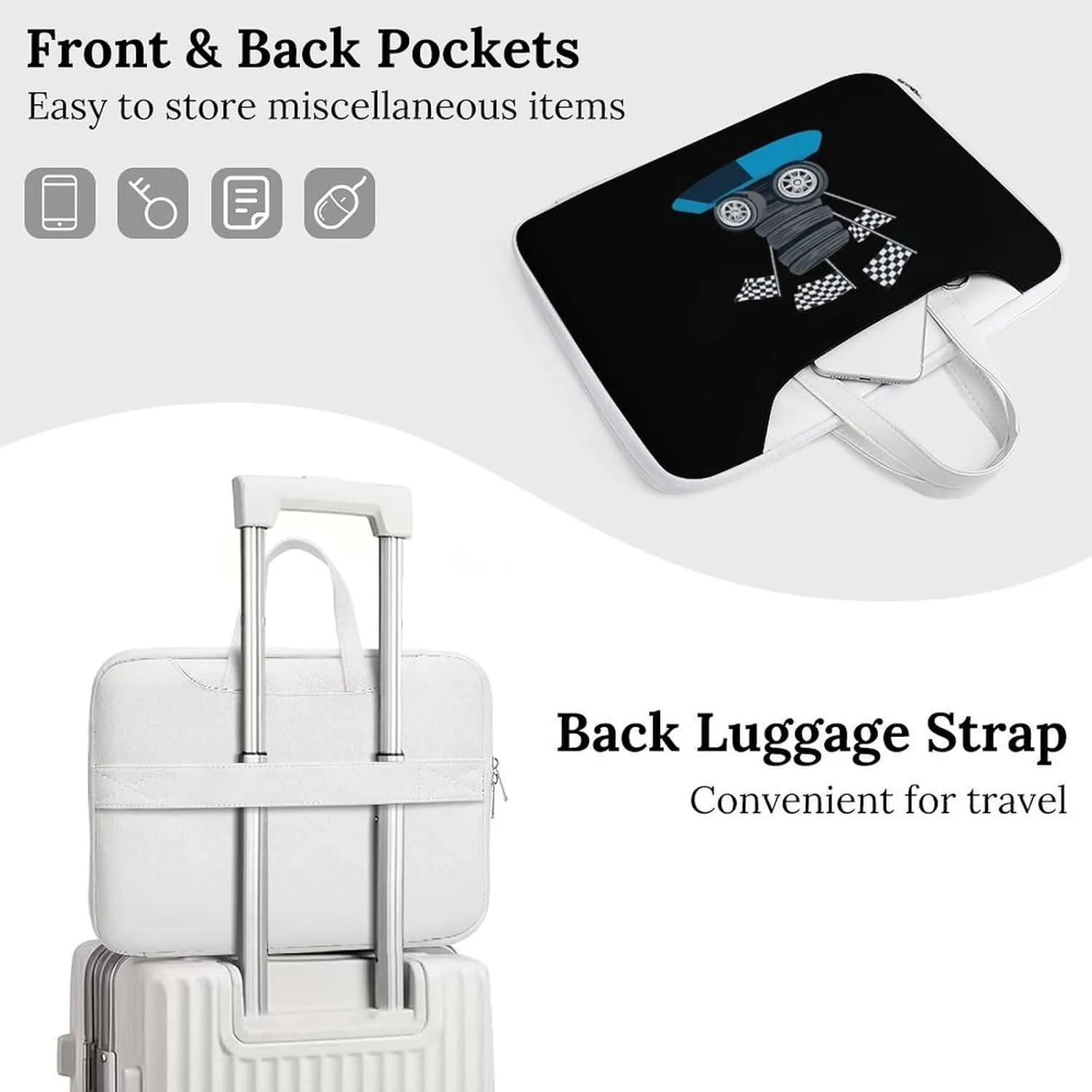 Vintage Racing Car Leather Bag Laptop Case Slim Water Resistant Computer Bags with Handle Briefcase for Work