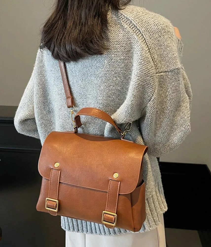 Vintage Women Vegan Leather Shoulder Bag Trendy Backpack Purse Hobo Bags Tote Handbags