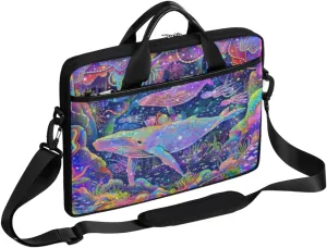 Watercolor Animal Paw Print Laptop Shoulder Messenger Bag Waterproof Laptop Briefcase with Handle and Padded Strap