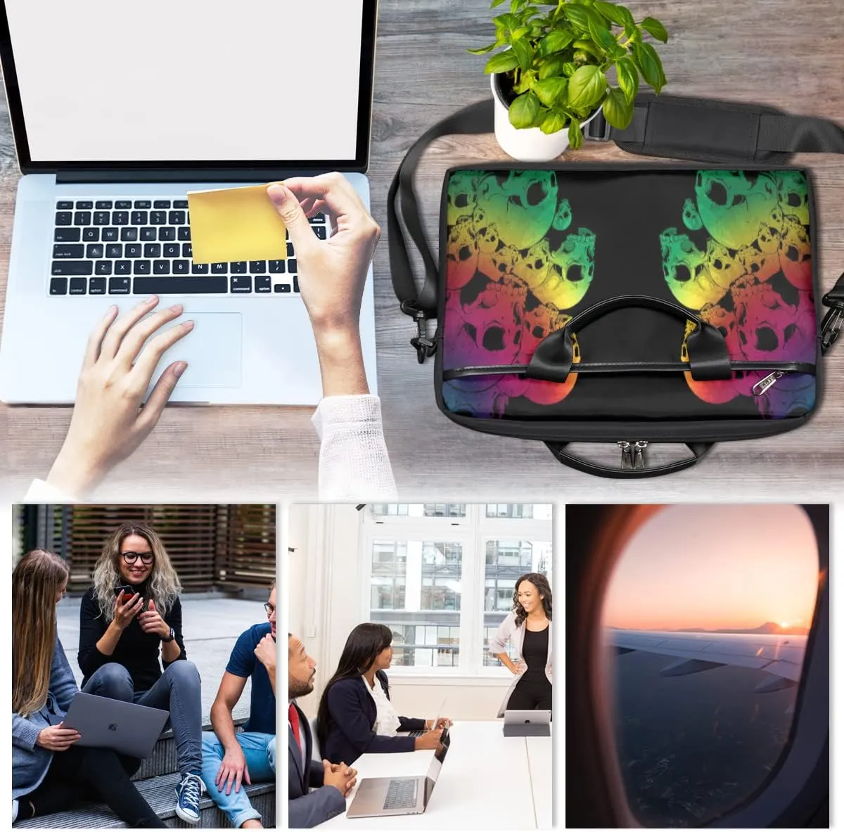 Watercolor Life Tree Laptop Shoulder Messenger Bag Waterproof Laptop Briefcase with Handle and Padded Strap Case Sleeve