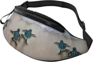 Watercolor Turtles On The Beach Fanny Packs With Adjustable Strap Fashion Belt Bag Waist Packs For Sports Workout Running Hiking