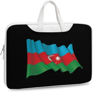 Waving Flag Azerbaijan Leather Bag Laptop Case Slim Water Resistant Computer Bags with Handle Briefcase for Work