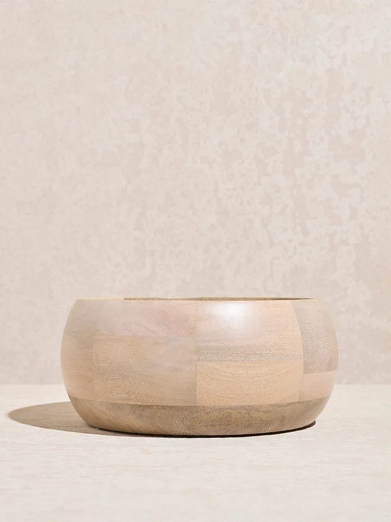 Westside Home Beige Wooden Bowl - Large