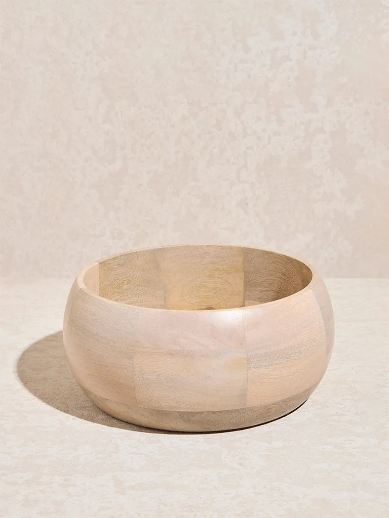 Westside Home Beige Wooden Bowl - Large
