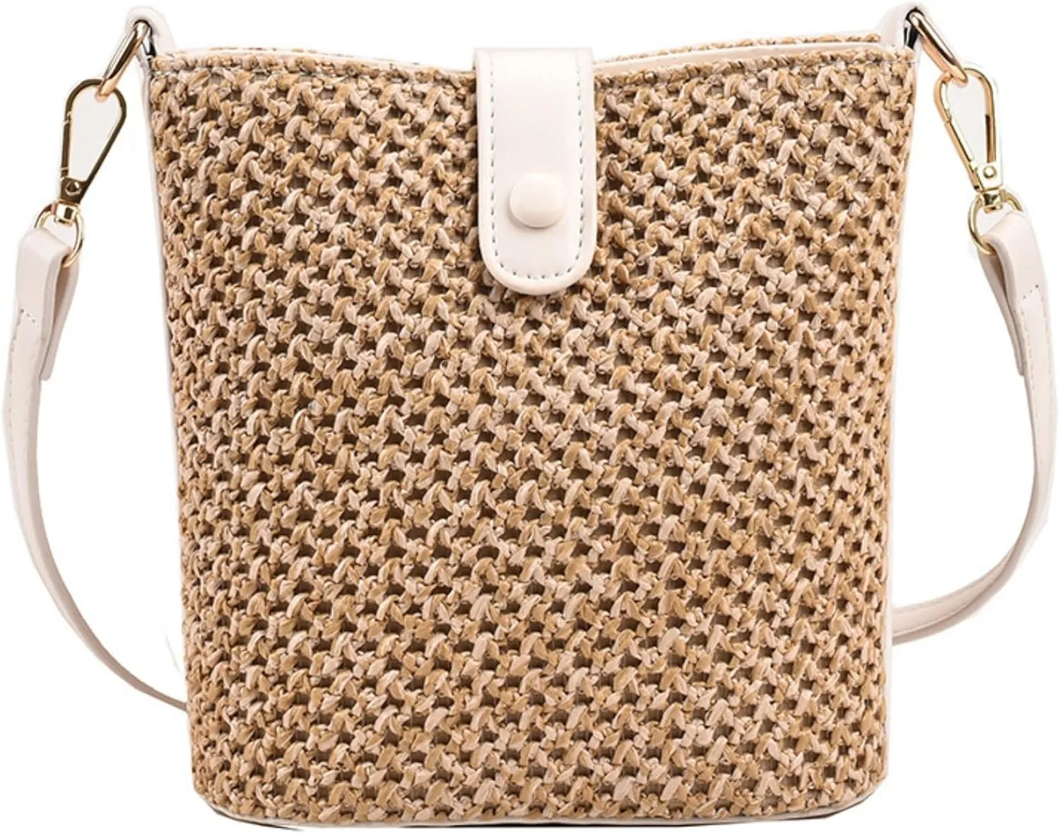 Women 2025 Summer Purse Straw Woven Cross Body Bucket Bag Trendy Shoulder Handbag Casual Tote Travel Beach