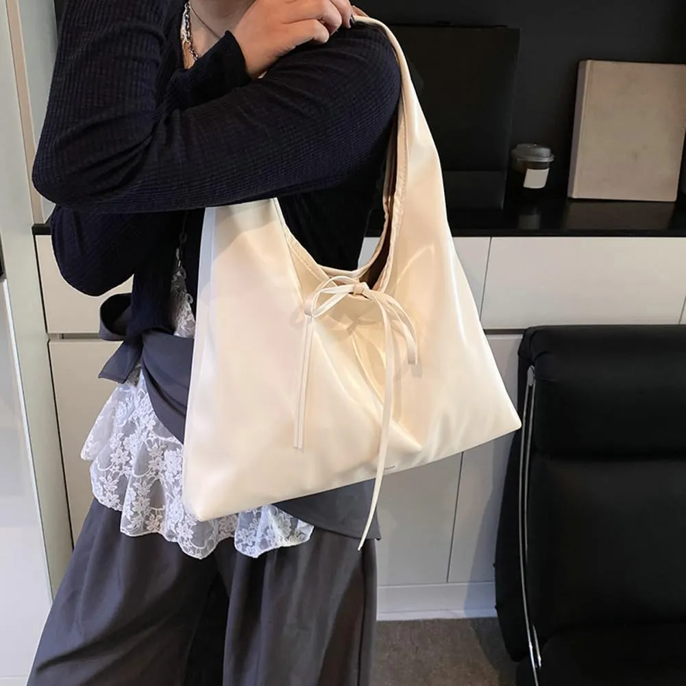 Women Bow-Tie Purse Underarm Hobo Bags for Women Slouchy Tote Bag Trending Overnight Tote Handbags Shoulder Bag 2025 Casual