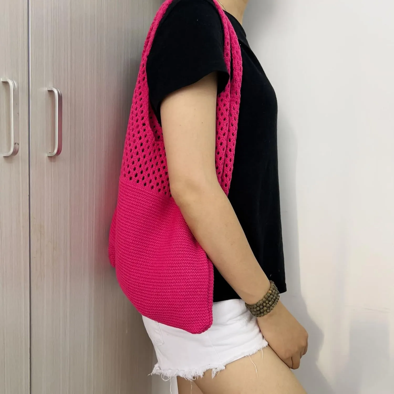 Women Fairycore Hobo Bag Trendy Jelly Knitted Shoulder Bags Mesh Hollow Tote Bag Aesthetic Fairy Grunge Purse