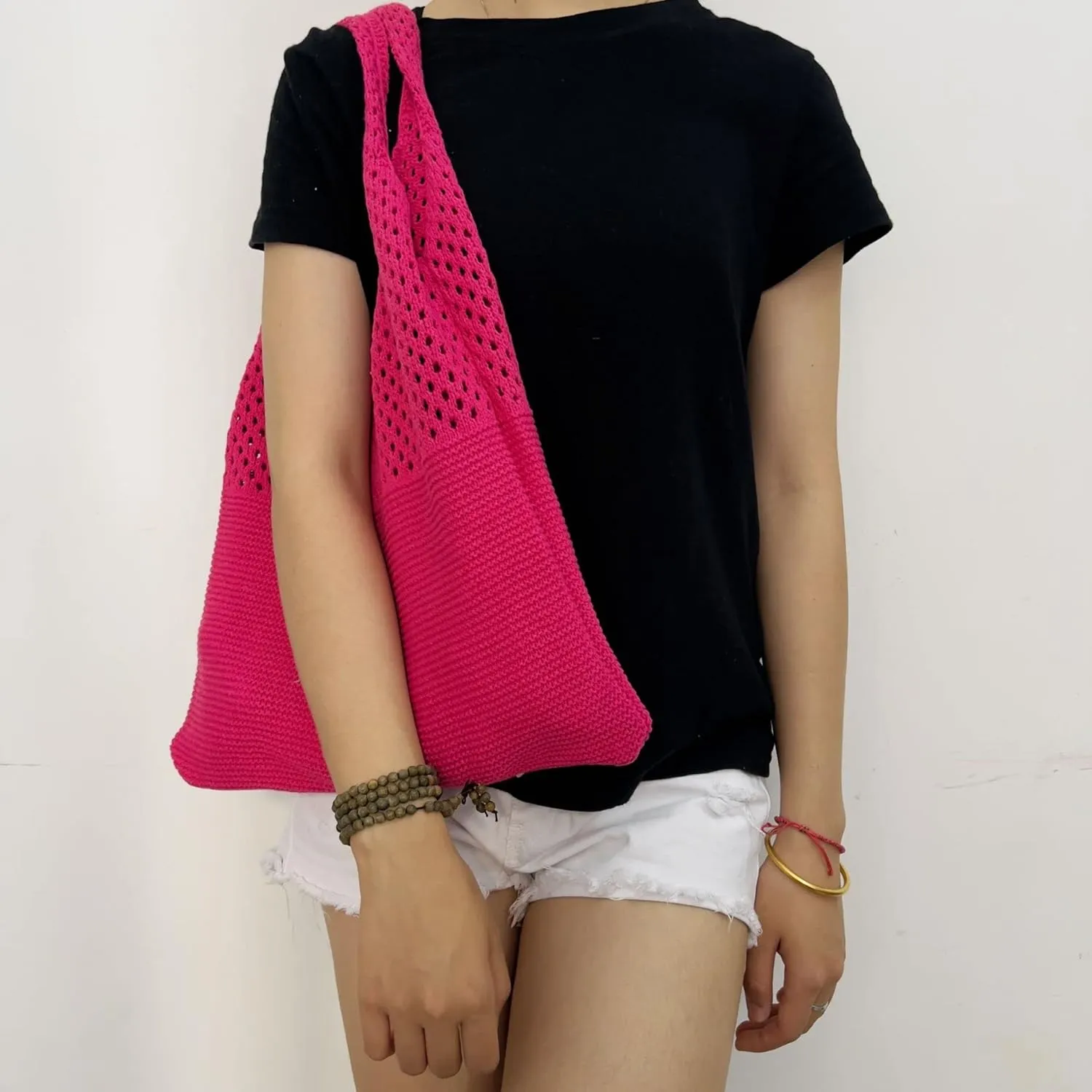 Women Fairycore Hobo Bag Trendy Jelly Knitted Shoulder Bags Mesh Hollow Tote Bag Aesthetic Fairy Grunge Purse