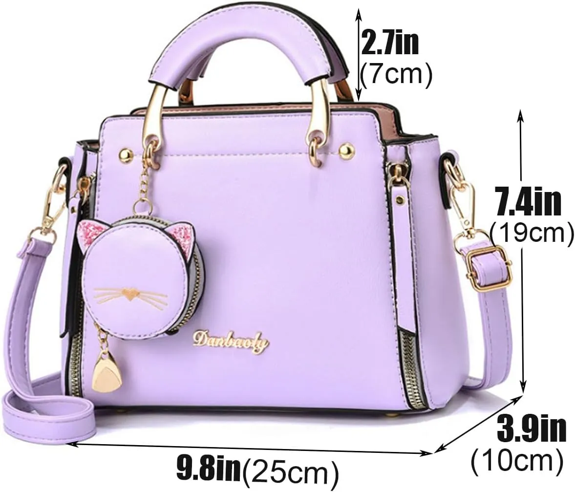 Women Fashion Handbag Luxury Designer Crossbody Purse Leather Satchel Shoulder Messenger Bag Tote with Cat Wallet