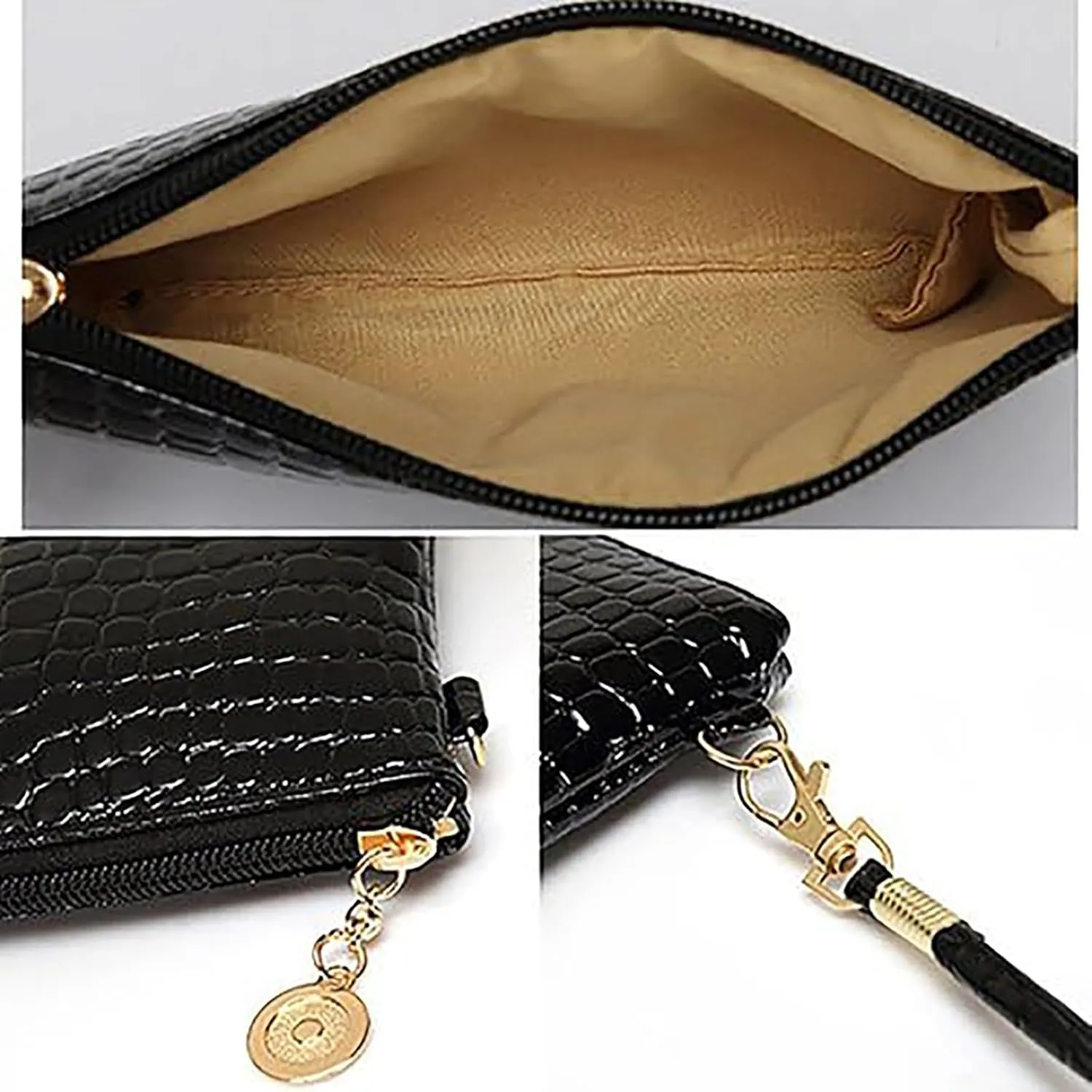 Women Fashion Shoulder Bag Tote Messenger Faux Leather Zipper Satchel Handbag Top Handle Satchel (Dark Blue, One Size)